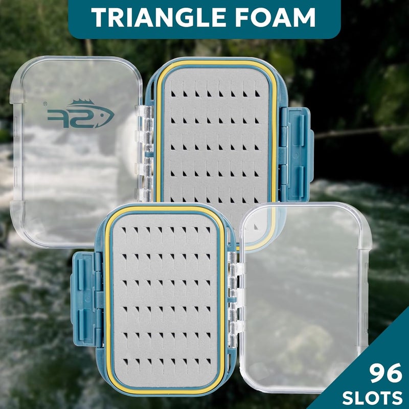 sf. Small Waterproof Fly Box Double Sided Floating Fly Fishing Case Storage For Nymph Wet Dry Fly Flies Easy Grip Foam 3packs - Image 3